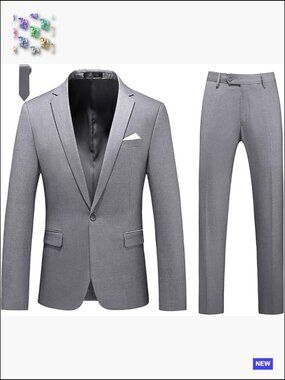 Slim Fit Tuxedo Suit Set One-Button Jacket Pants Formal Elegant Classic